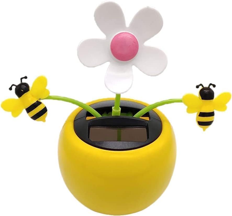 Solar Dancing Sunflower, Honey Bee, Yellow Apple Blossom, Solar-Powered Decorative Ornament, Car & Home Garden Decor