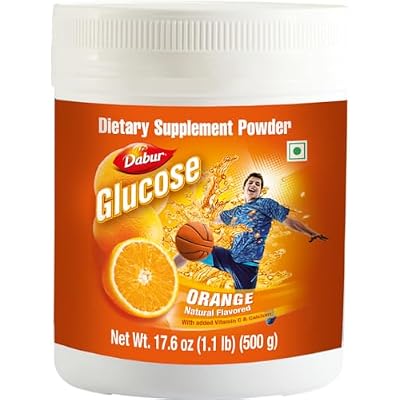 Dabur Glucose - Glucose Powder - Fortified with Vitamin D and Calcium - A Tasty Lemon - 500 grams