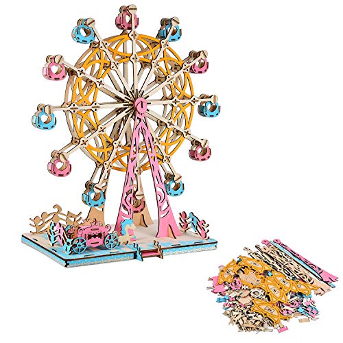3D Wooden Puzzle DIY Ferris Wheel Puzzle 3D Jigsaw Model Gifts for Kids and Adults 295 PCS