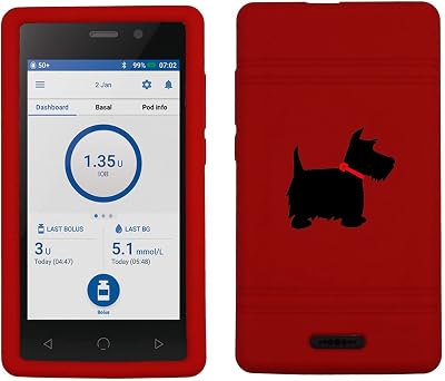 Premium Silicone Case with A Cute Puppy Design for Omnipod Dash PDM Omnipod Personal Diabetes Manager Puppy-red