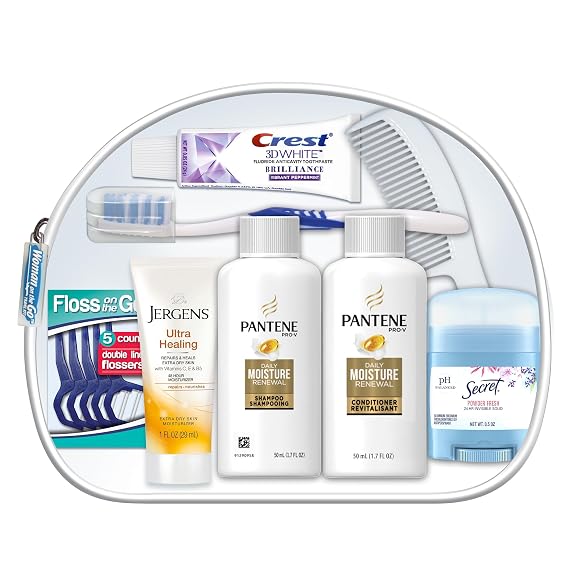 Convenience Kits International Women's Deluxe 10 Piece Kit with Travel Size TSA Compliant Essentials Featuring: Pantene Hair Products in Reusable Toiletry Zippered Bag