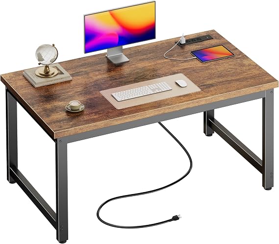 Huuger 48 x 24 inch Desk with Power Outlets & 0.95 Inch Thicker Desktop