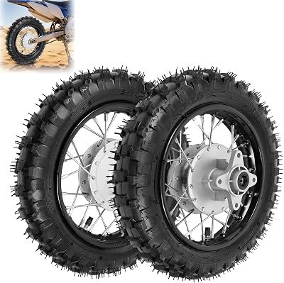 2.50-10 Front Rear Tire Rim Wheel 2.5-10 Drum Brake Pit Bike CRF50 XR wFront and Rear Wheel Chain Discs, Directly Replacement