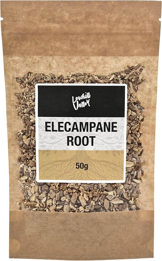Lowhill Valley Elecampane Root – Cut Root 100% Pure Inula Helenium for Herbal Tea, Non-GMO, Natural, Hand-Packed – Embrace the Power of Nature –